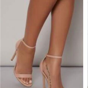 Nude Beige Ankle Strap Heels